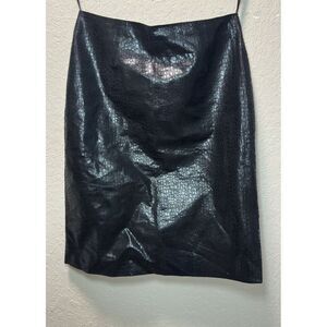 Classiques Entier Women's Black Croc Soft‎ 100% Leather Pencil Skirt Size 4 #25